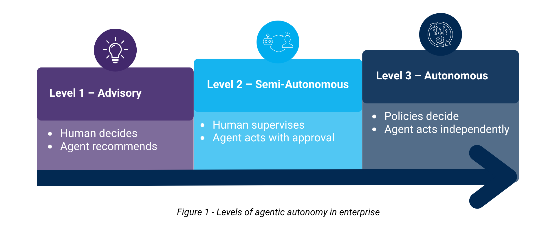 Figure 1: The three levels of agentic autonomy in enterprise Figure 1: The three levels of agentic autonomy in enterprise